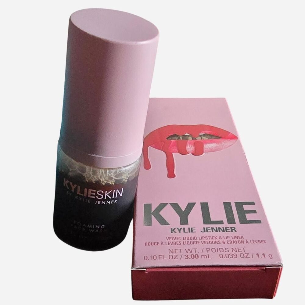 Kylie Cosmetics Bundle-Kylie Skin Foaming Face Wash-Harmony Velvet Lip Kit #305